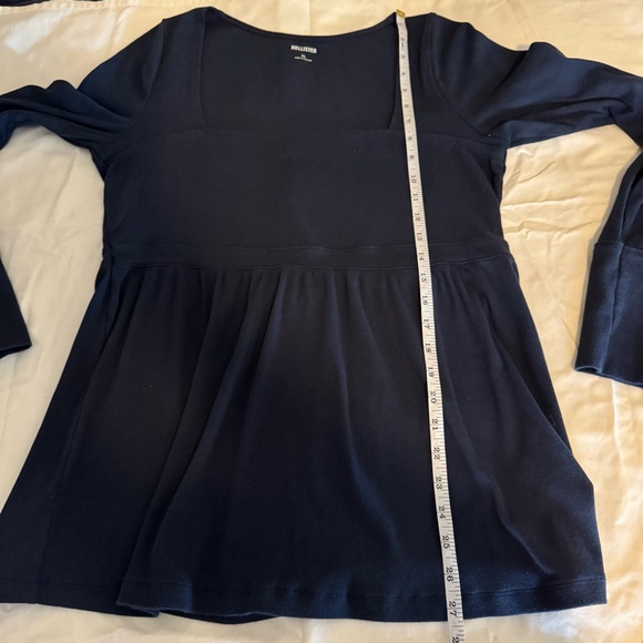 Hollister Easy Long Sleeve Square Neck Babydoll Top Navy Blue Size XL - Picture 7 of 8
